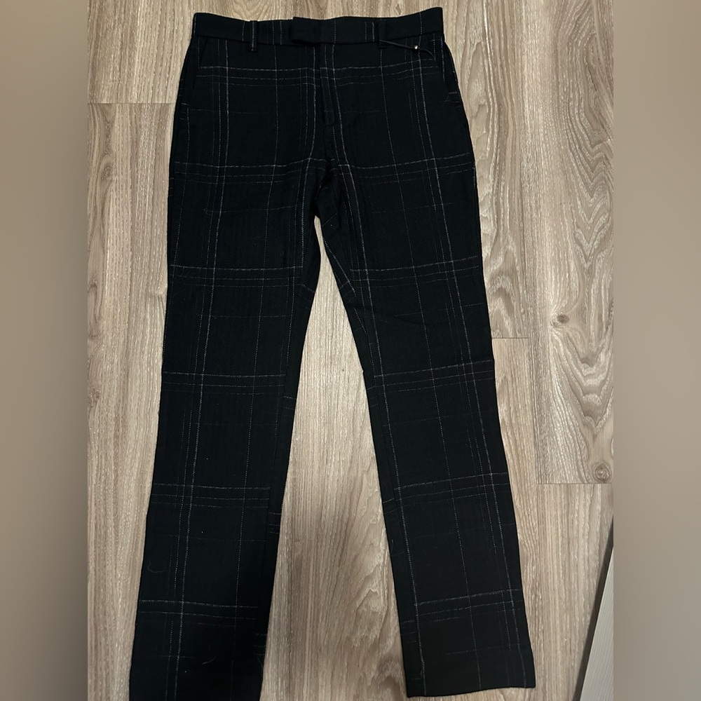 John Varvatos Black Plaid Pants